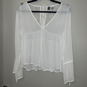 Lace back see-through blouse